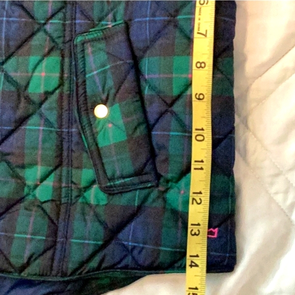 NWT Crown & Ivy Puffer Vest, Blue and green checker board with pink accent. XXL - Picture 6 of 8